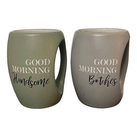 Pavilion Gift Company Good Morning 16 oz His and Hers Stoneware Mug Set EUC - Picture 4 of 4